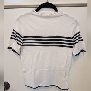 MANGO | NWOT White and Black Striped Knit Shirt